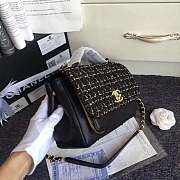 Chanel leather flap bag black length 23cm gold - 4