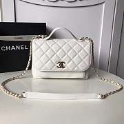 Chanel flap bag with top handle grained calfskin & gold-tone metal white - 1