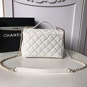 Chanel flap bag with top handle grained calfskin & gold-tone metal white - 3