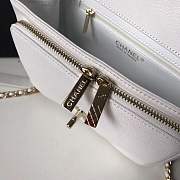Chanel flap bag with top handle grained calfskin & gold-tone metal white - 6