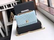 Chanel lamb skin v-type chain bag blue - 1