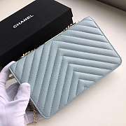 Chanel lamb skin v-type chain bag blue - 4