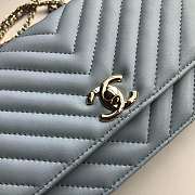 Chanel lamb skin v-type chain bag blue - 6