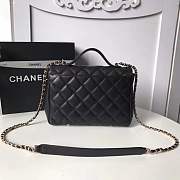Chanel flap bag with top handle grained calfskin & gold-tone metal black - 6