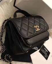 Chanel flap bag with top handle grained calfskin & gold-tone metal black - 4