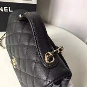 Chanel flap bag with top handle grained calfskin & gold-tone metal black - 2