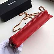 Chanel lamb skin v-type WOC chain bag red - 2