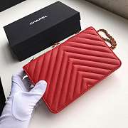 Chanel lamb skin v-type WOC chain bag red - 5