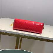 LV rose red cosmetic bag embossed leather - 6