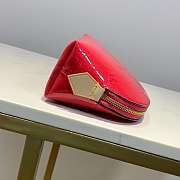LV rose red cosmetic bag embossed leather - 5