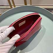 LV rose red cosmetic bag embossed leather - 3