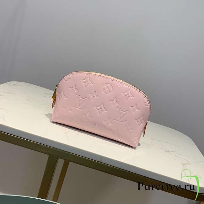 LV pink cosmetic bag embossed leather - 1