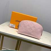 LV pink cosmetic bag embossed leather - 5