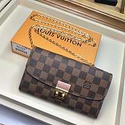 LV Croisette Damier Canvas Detachable Metal Chain Ponk Wallet - 1