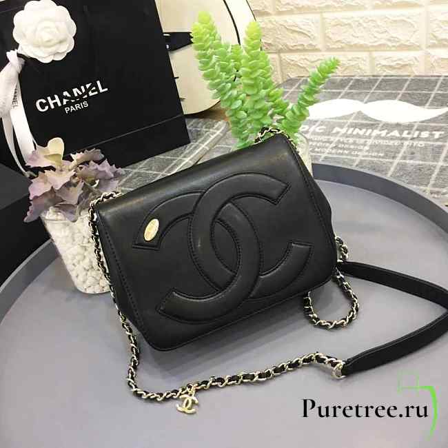 Chanel new sheepskin small square bag black - 1