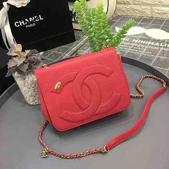 Chanel new sheepskin small square bag red