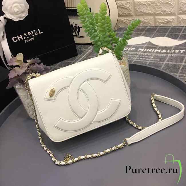 Chanel new sheepskin small square bag white - 1
