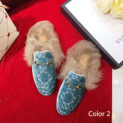 Gucci rabbit fur flat slippers - 6