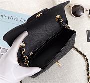 Chanel classic flap bag caviar leather sliver & gold hardware 20cm black - 3