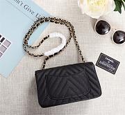 Chanel classic flap bag caviar leather sliver & gold hardware 20cm black - 2