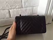 Chanel lambskin chevron quilted 20cm flap black bag - 2