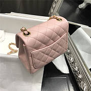 Chanel caviar classic fiap handbag pink gold 17cm - 2