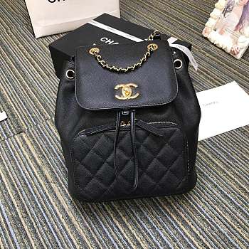 Chanel fine grain embossed calf leather backpack