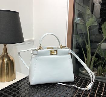 Fendi mini peekaboo soft sheepskin handbag white 244