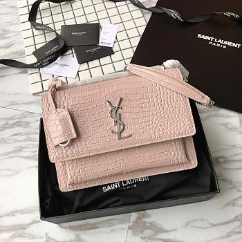 YSL sunset chain wallet in crocodile embossed shiny leather | 4846