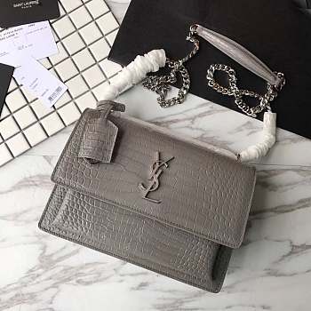 YSL sunset chain wallet in crocodile embossed shiny leather | 4858