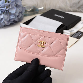 Chanel card case pink 