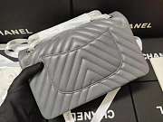 Chanel lambskin chevron quilted 30cm flap bag grey with sliver hardware - 5