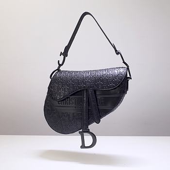 Dior cowhide embossing saddle bag black