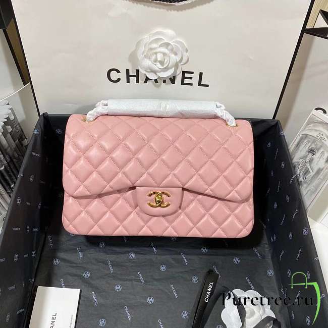Chanel Lambskin Classic Flap Pink Bag 30cm - 1