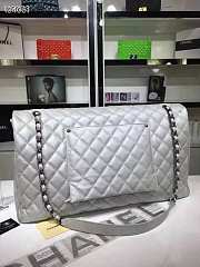 CHANEL | Large Classic Flap Travel Bags Silver Caviar Leather 46cm - 6