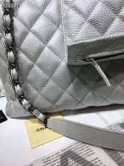 CHANEL | Large Classic Flap Travel Bags Silver Caviar Leather 46cm - 3