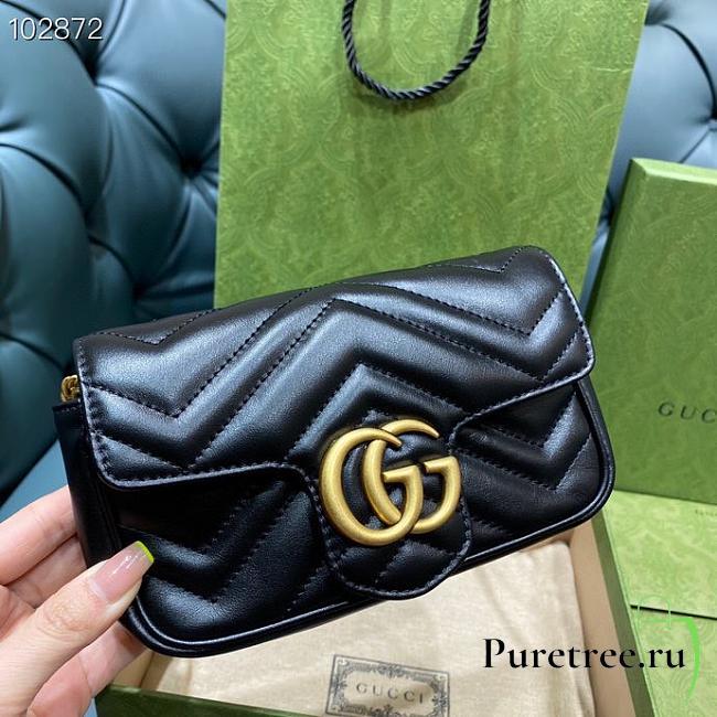 Gucci GG Marmont Matelassé Leather Super Mini Bag Black 16.5cm | 476433 - 1