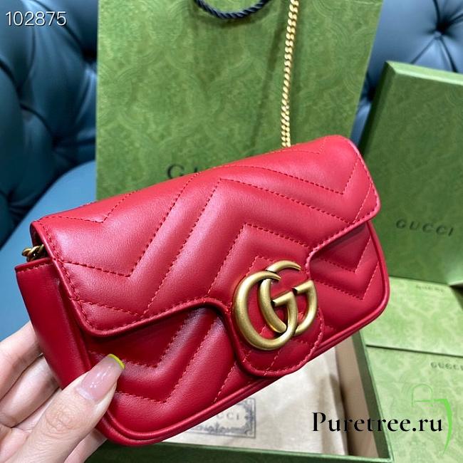 Gucci GG Marmont Matelassé Leather Super Mini Bag Red 16.5cm | 476433 - 1