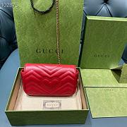 Gucci GG Marmont Matelassé Leather Super Mini Bag Red 16.5cm | 476433 - 5