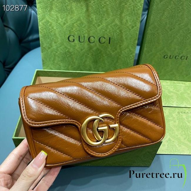 Gucci GG Marmont Matelassé Leather Super Mini Bag Brown 16.5cm | 476433 - 1