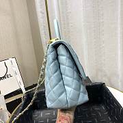 Chanel Coco Grained Calfskin with Handle Medium Light Blue | 92991  - 3