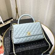 Chanel Coco Grained Calfskin with Handle Medium Light Blue | 92991  - 2