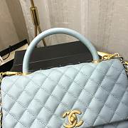 Chanel Coco Grained Calfskin with Handle Medium Light Blue | 92991  - 6