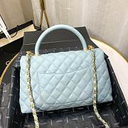 Chanel Coco Grained Calfskin with Handle Medium Light Blue | 92991  - 5