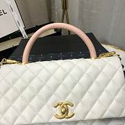 Chanel Coco Grained Calfskin with Handle Medium White | 92991 - 5