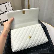 Chanel Coco Grained Calfskin with Handle Medium White | 92991 - 4