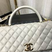 Chanel Coco Grained Calfskin with Handle Medium Silver | 92991 - 4