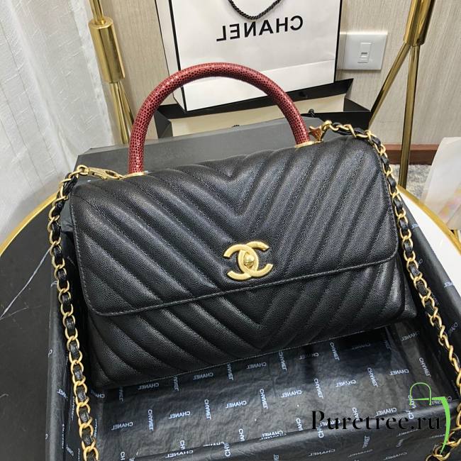 Chanel Coco Grained Calfskin V Quilting Flap Bag Black | 92991 - 1