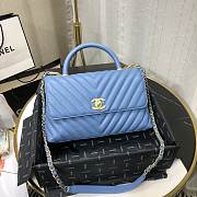 Chanel Coco Grained Calfskin V Quilting Flap Bag Blue | 92991 - 6