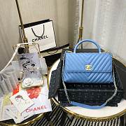 Chanel Coco Grained Calfskin V Quilting Flap Bag Blue | 92991 - 5